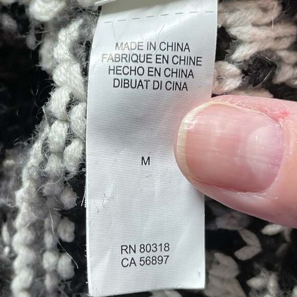 Lucky Brand Zip-Front Shawl Collar Bear Cardigan Aztec Print Sz Medium - Picture 8 of 9